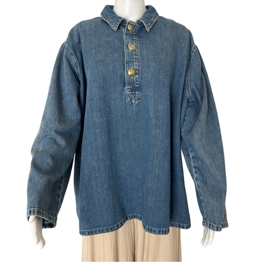 Lane Bryant Collard Denim Pullover Denim Shirt Size 18/20‎